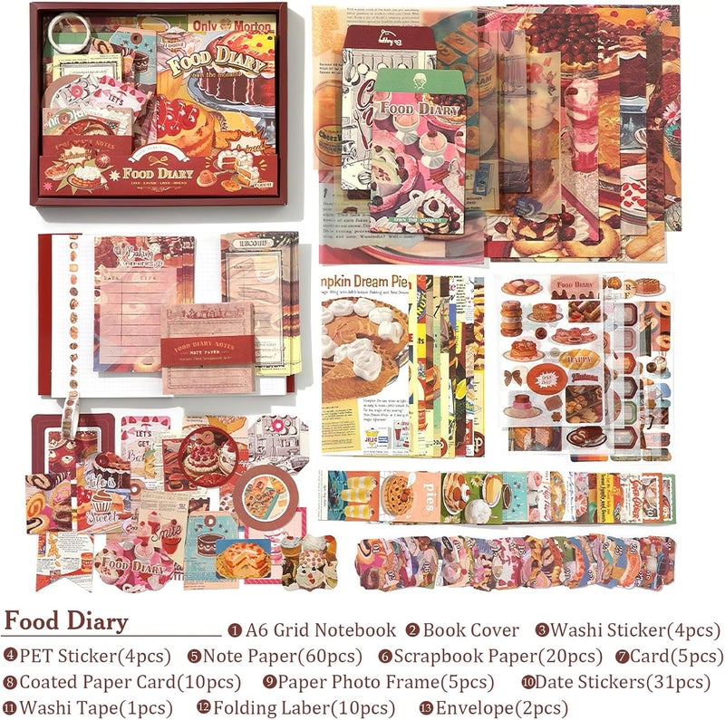 OFFIGIFT Scrapbooking Supplies Kit: Vintage Aesthetic Scrapbook Kit, Junk Journal Supplies with Scrapbook Stickers Paper, Journaling Supplies, Birthday Craft Gift for Adult, Food Diary - Image 5